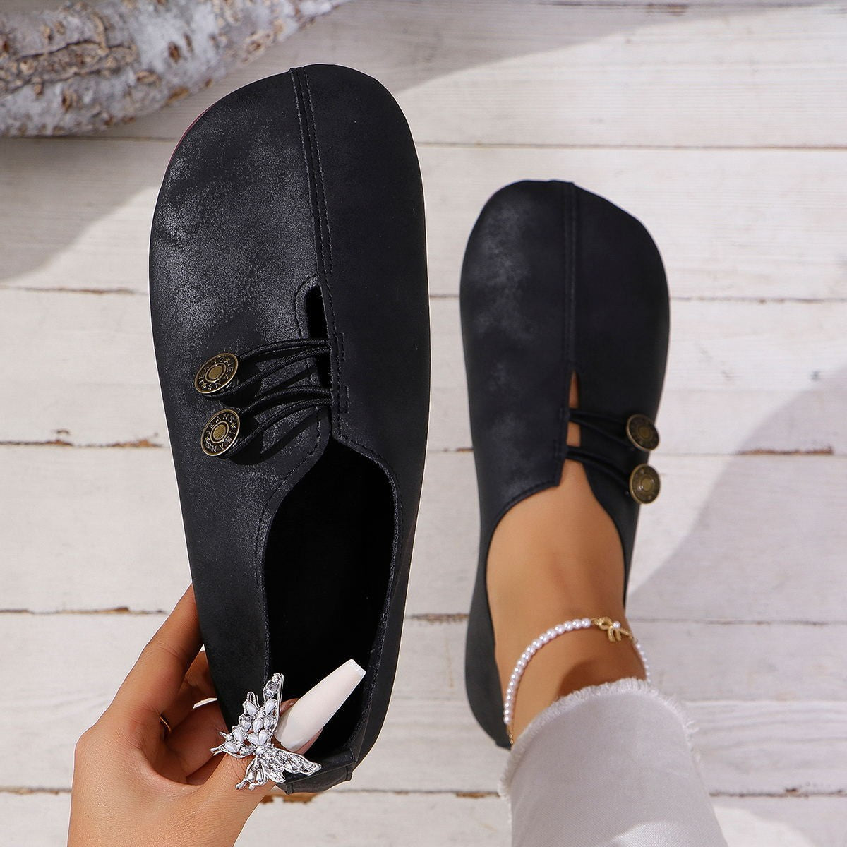 PU Leather Slip-On Sandals