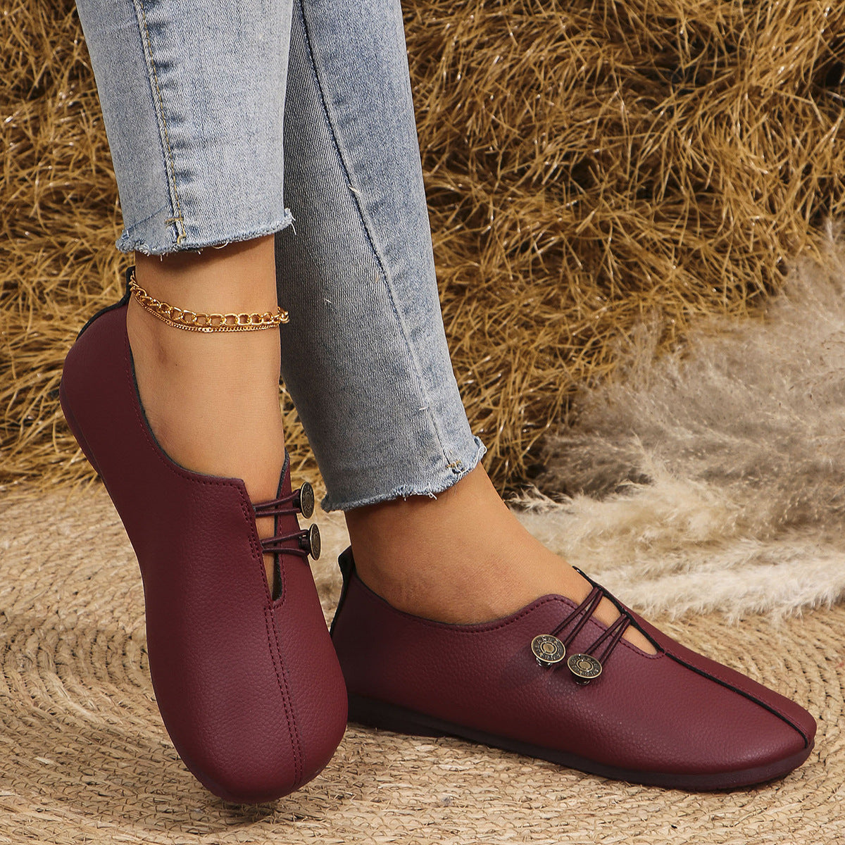 PU Leather Slip-On Sandals
