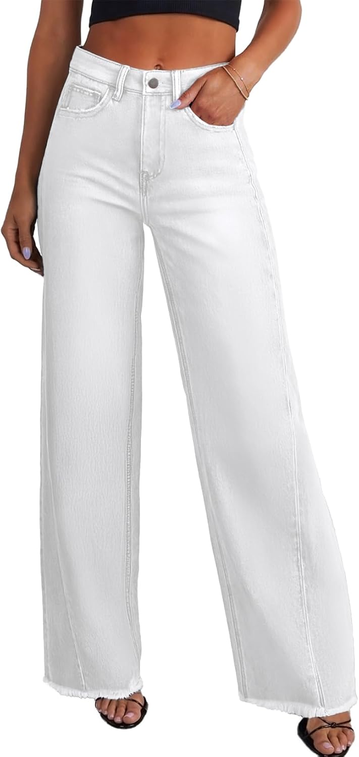 Sidefeel Women's Wide Leg Jeans High Waisted Stretchy Denim Pants