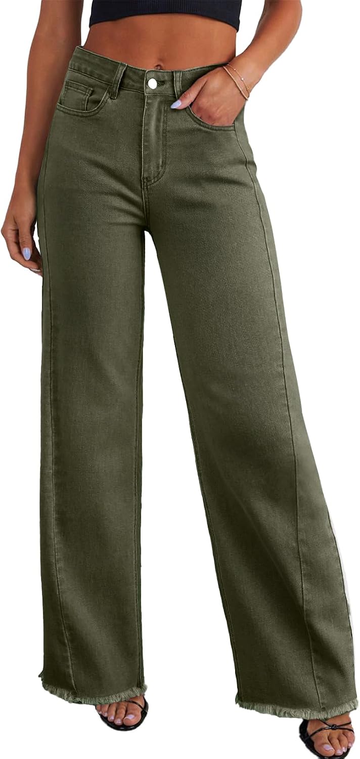 Sidefeel Women's Wide Leg Jeans High Waisted Stretchy Denim Pants