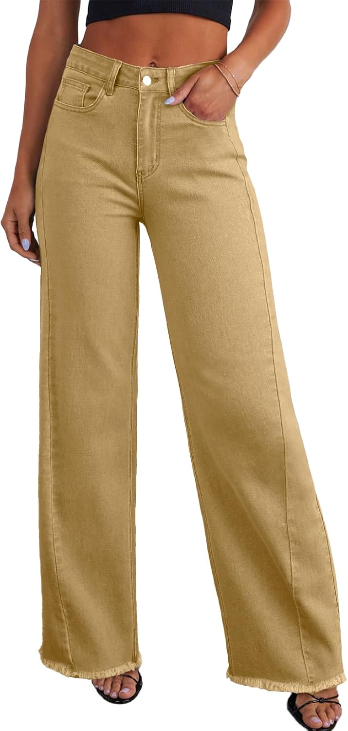 Sidefeel Women's Wide Leg Jeans High Waisted Stretchy Denim Pants