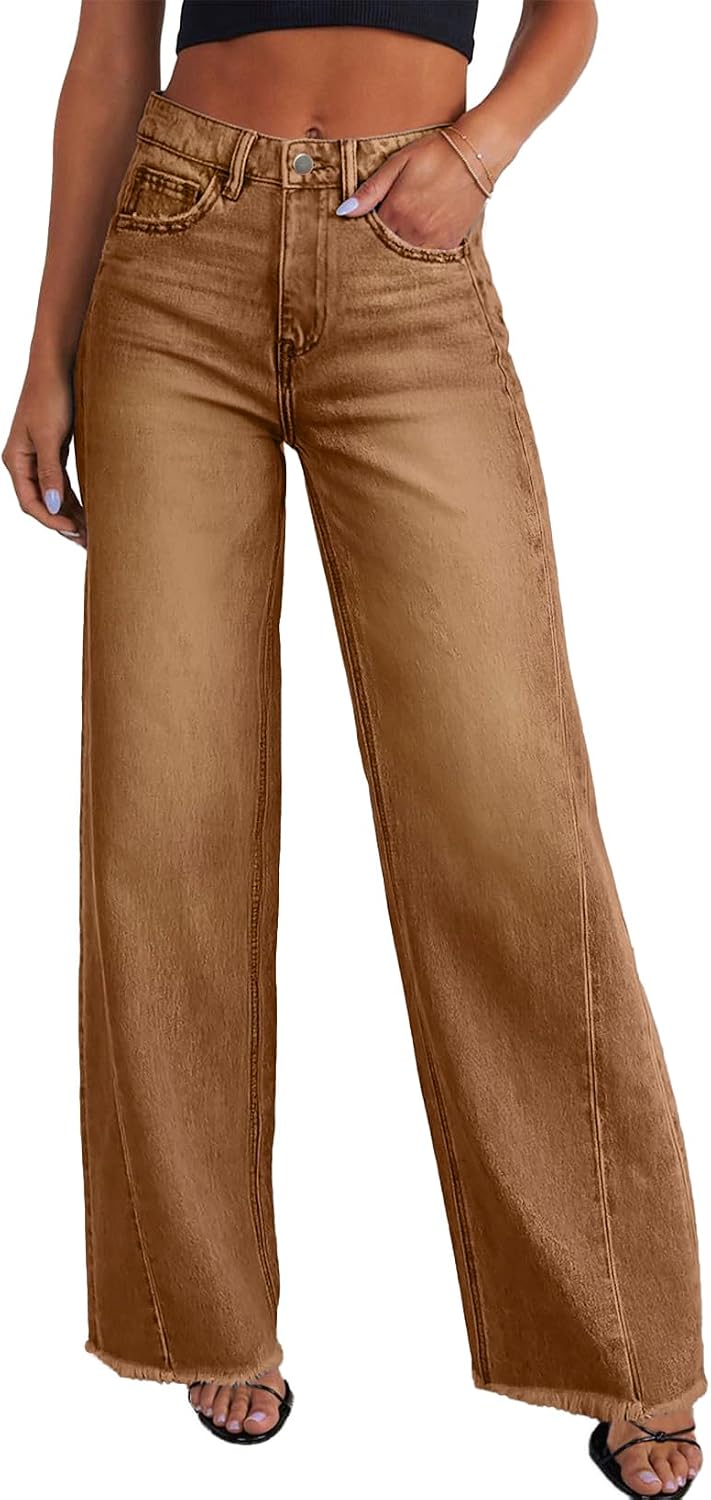 Sidefeel Women's Wide Leg Jeans High Waisted Stretchy Denim Pants