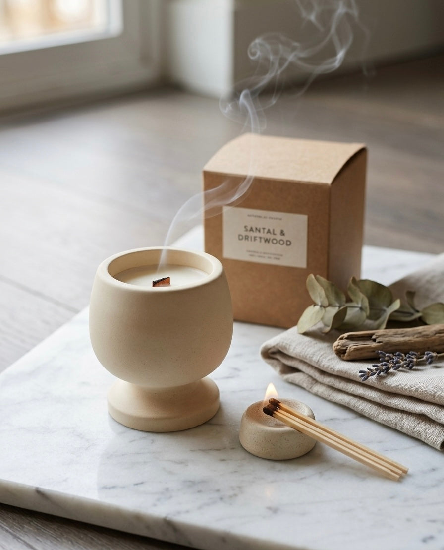 Jesmonite Pedestal Candle