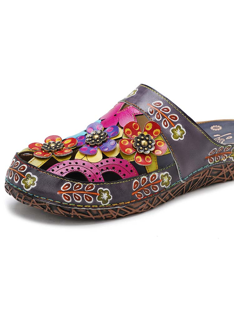 Flowers Handmade Colorful Slippers