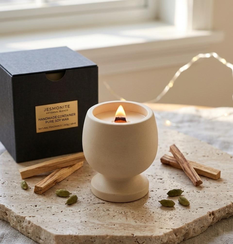 Jesmonite Pedestal Candle