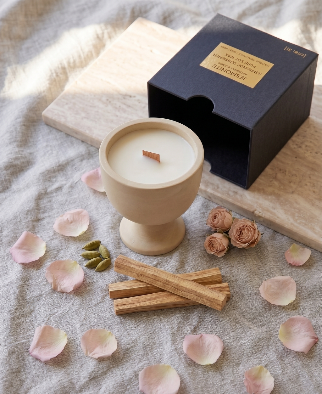 Jesmonite Pedestal Candle