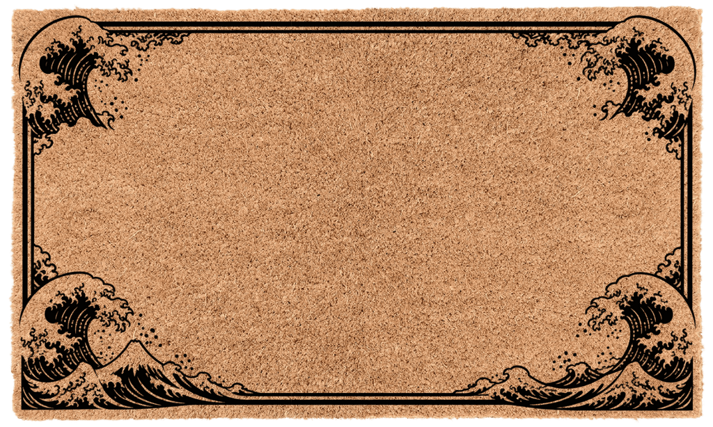 Kanagawa Wave Border Personalized Coir Mat