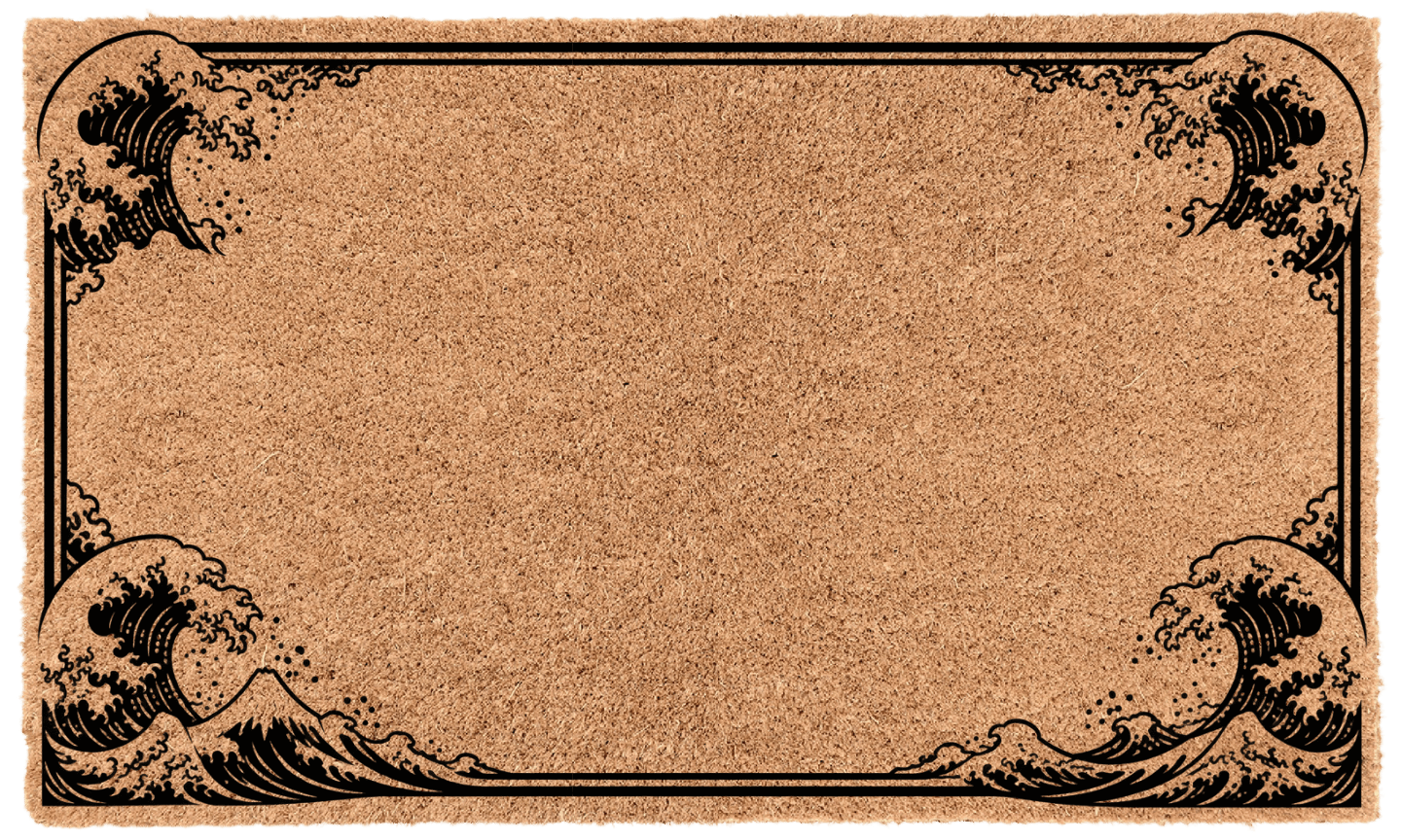 Kanagawa Wave Border Personalized Coir Mat