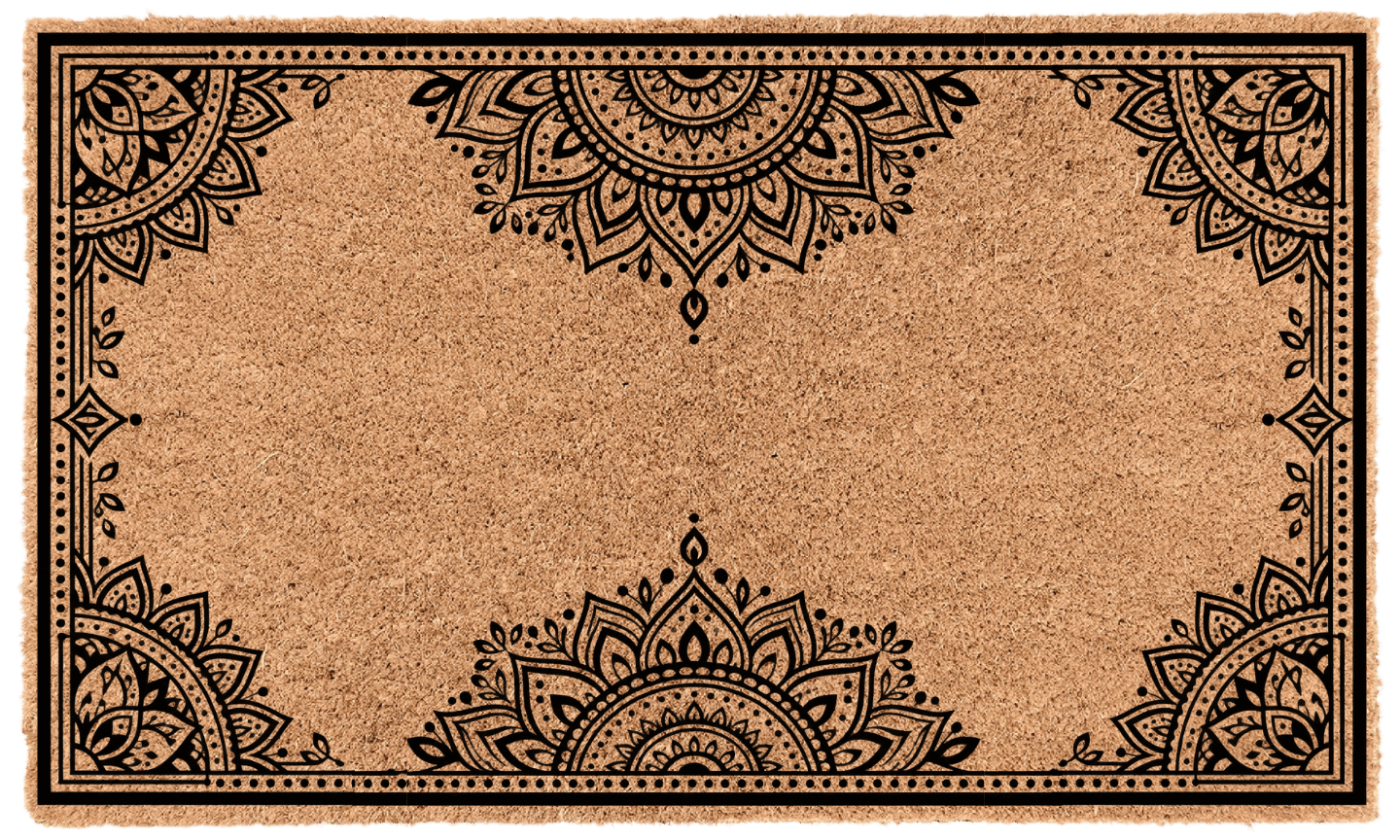 Mandala Border Personalized Coir Mat