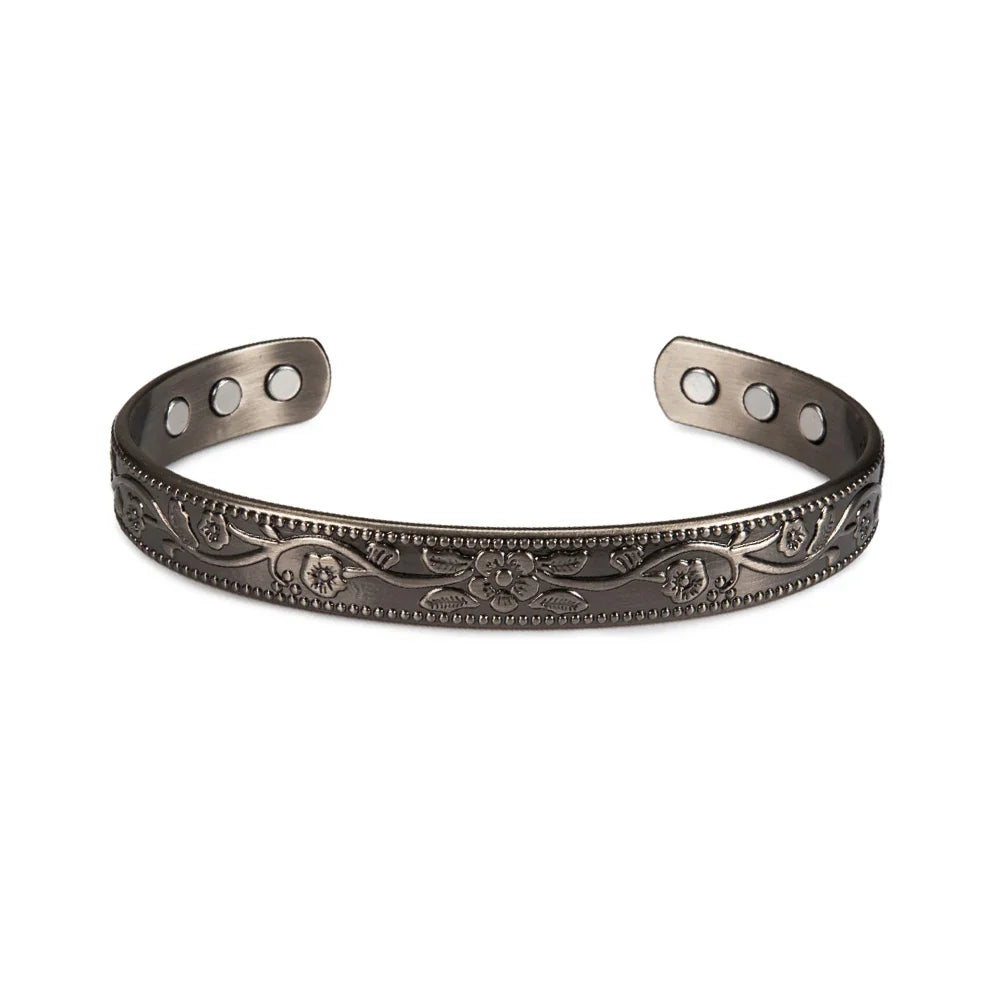 Solid Copper Bracelets for Women Adjustable Cuff Flower Copper Magnetic Bracelet Arthritis Benefit Health Energy Bracelet Female