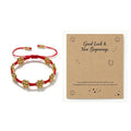 Handmade Red Rope Braided Bracelets Petal Shape Copper Beads Cluster Bangles for Women Men Friendship Couple Lucky Jewelry Gift