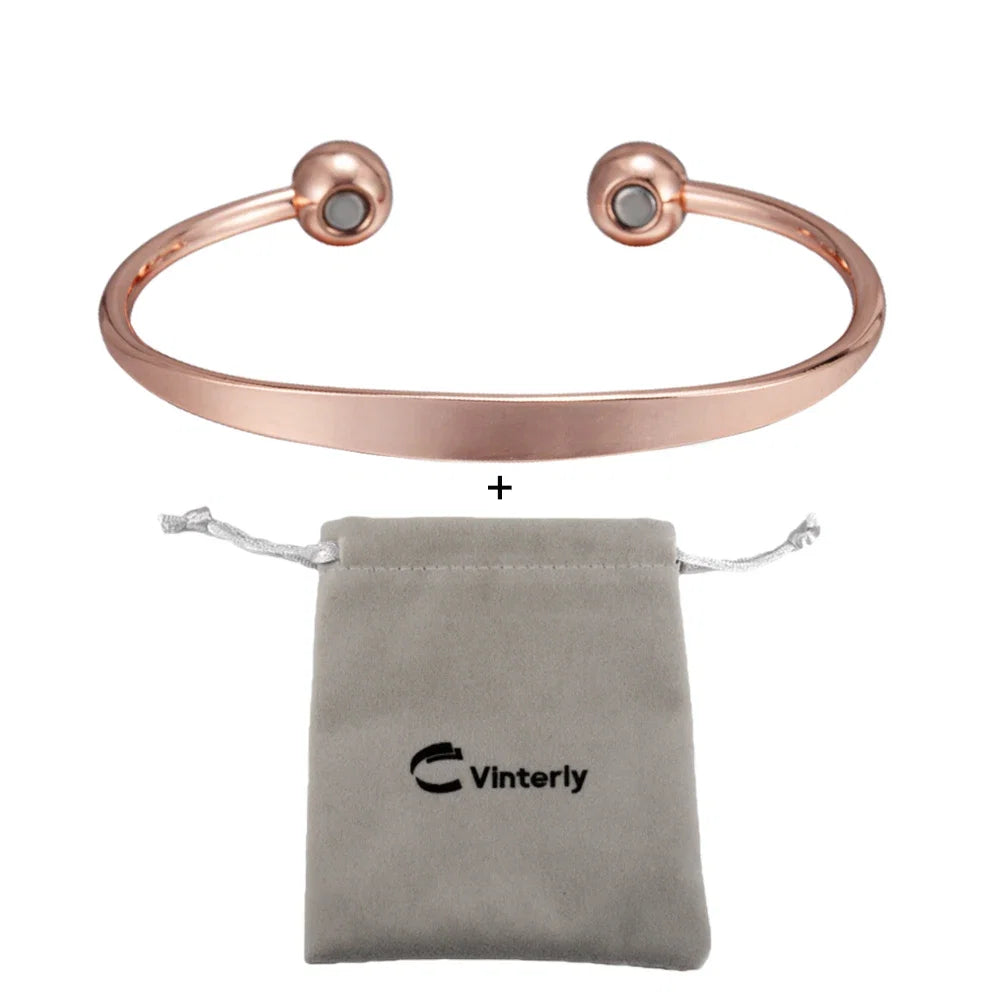 Vinterly Pure Copper Bracelets Magnetic Shiny Adjustable Bangles Arthritis Pain Relief Health Magnet Jewelry Anti Radiation