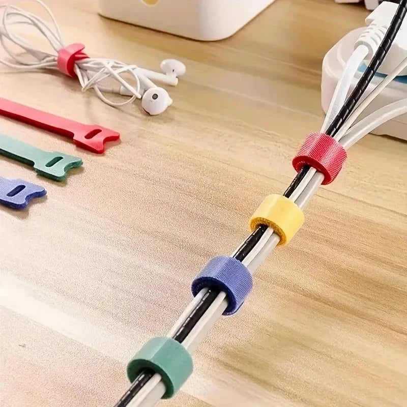 50pcs Reusable Hook and Loop Cable Ties Fastening Straps Multi-Purpose Wire Organizers for Computer/TV/Electronic Devices