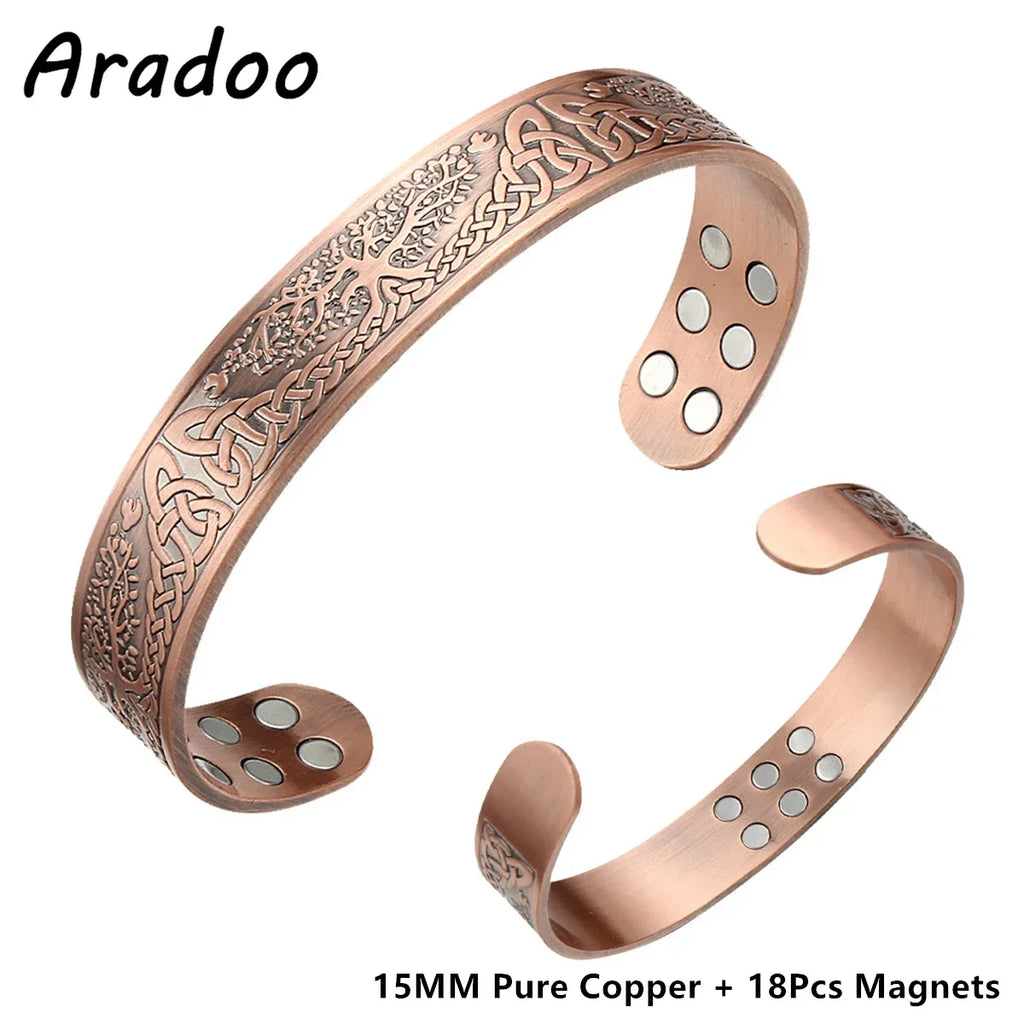 ARADOO Pure Copper Bracelets for Women 3500 Gauss Magnetic Therapy Braided Cuff Bangle Jewelry Gift