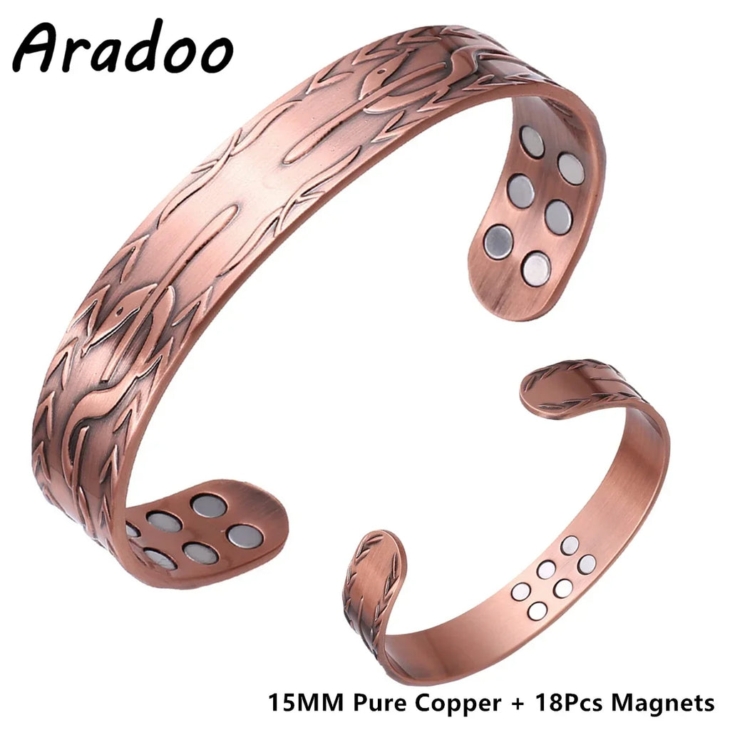 ARADOO Pure Copper Bracelets for Women 3500 Gauss Magnetic Therapy Braided Cuff Bangle Jewelry Gift