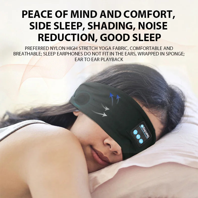 Wireless Bluetooth Headband Sleeping Headphones Sports Earphone/Headscar Music Hat with HD Stereo Speakers Eye Mask  for Side Sl