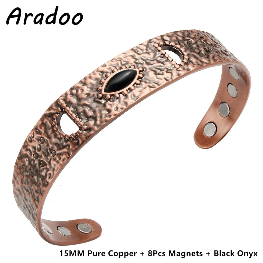 ARADOO Pure Copper Bracelets for Women 3500 Gauss Magnetic Therapy Braided Cuff Bangle Jewelry Gift