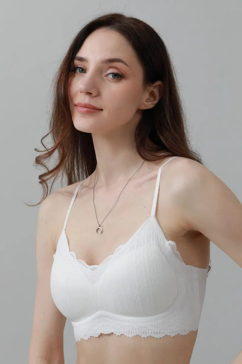 CloudSoft Wireless Bra – Lace Detail & Invisible Fit 🌸☁️