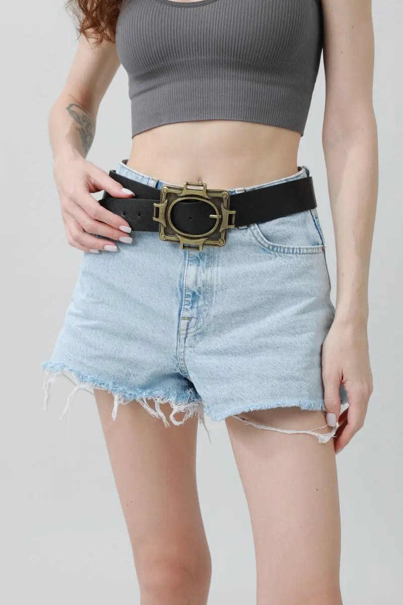 Vintage Western Belt – Geometric Buckle Cowboy Style 🤠⛓️