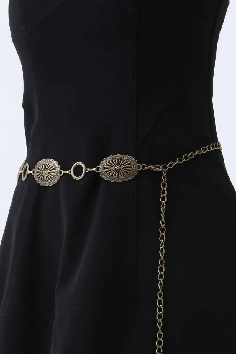 Western Chain Link Belt – Edgy Oval & O-Ring Buckle🤠⛓️