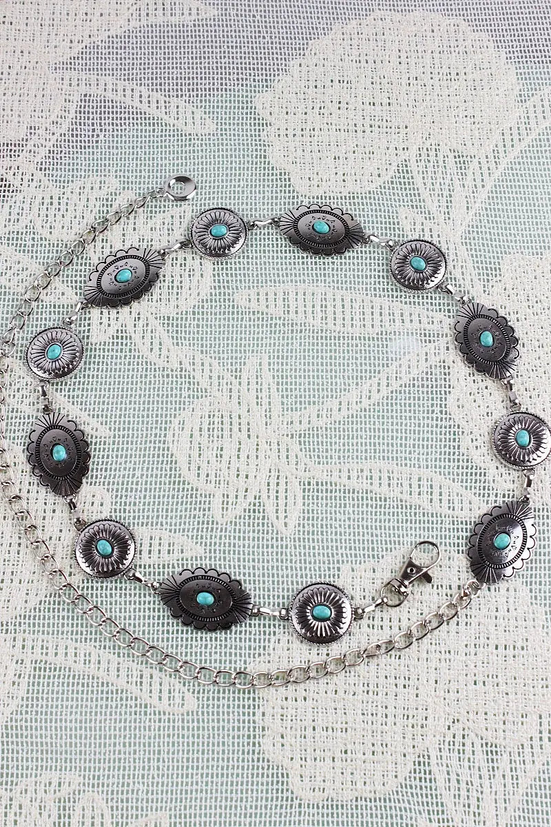 Bohemian Turquoise Waist Chain – Geometric Link Belt💎