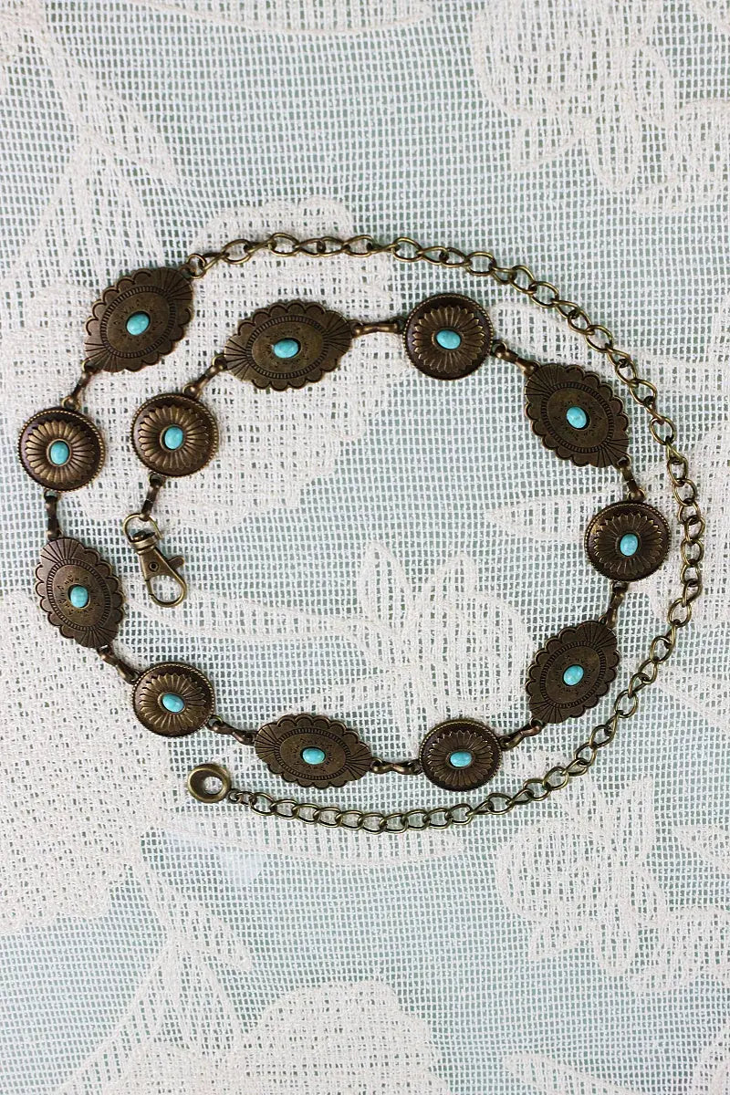 Bohemian Turquoise Waist Chain – Geometric Link Belt💎