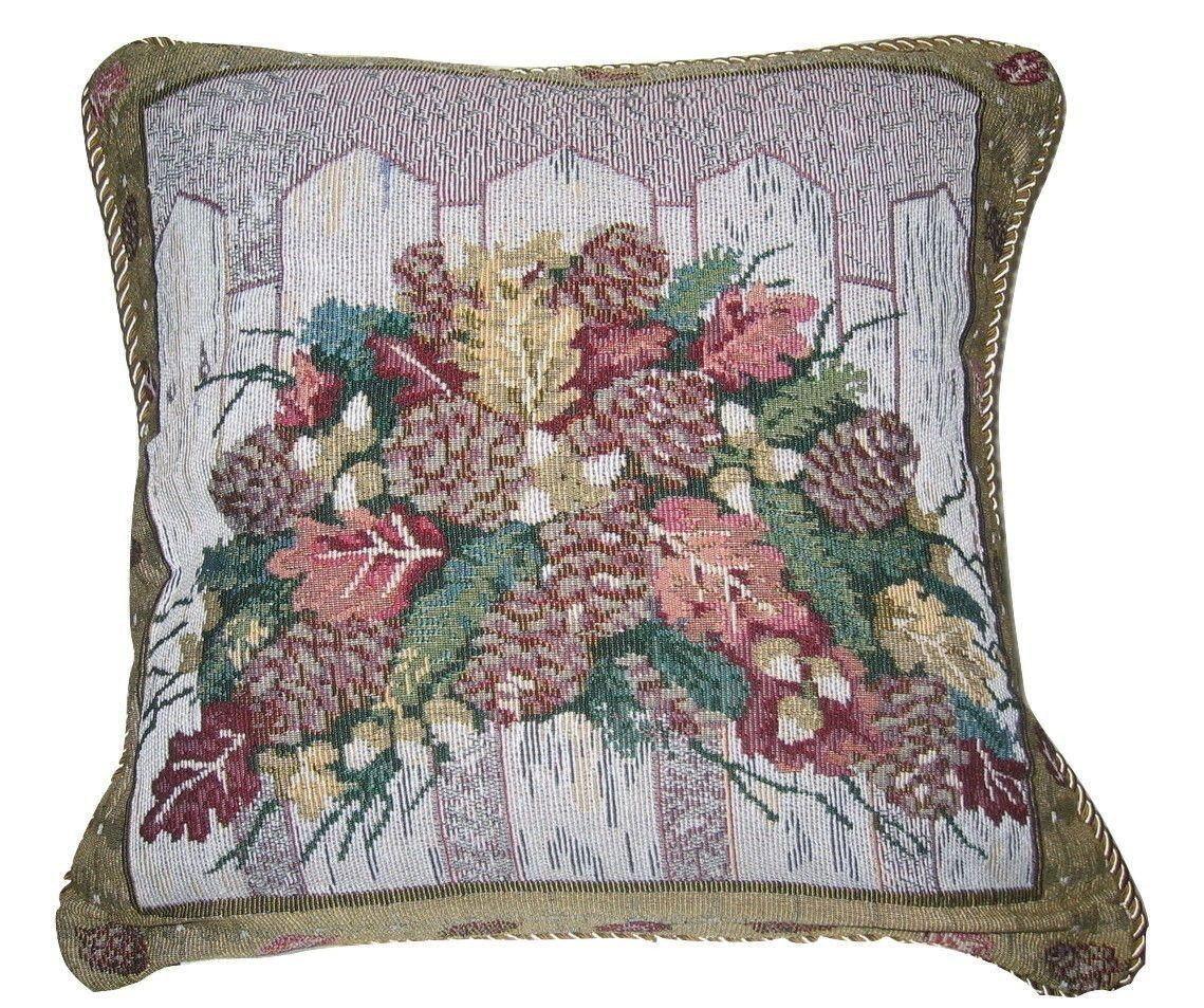 DaDa Bedding Set of 2-Pieces Festive Holiday Fiesta Floral Botanical Tapestry Throw Pillow Covers w/ Inserts - 18" x 18"