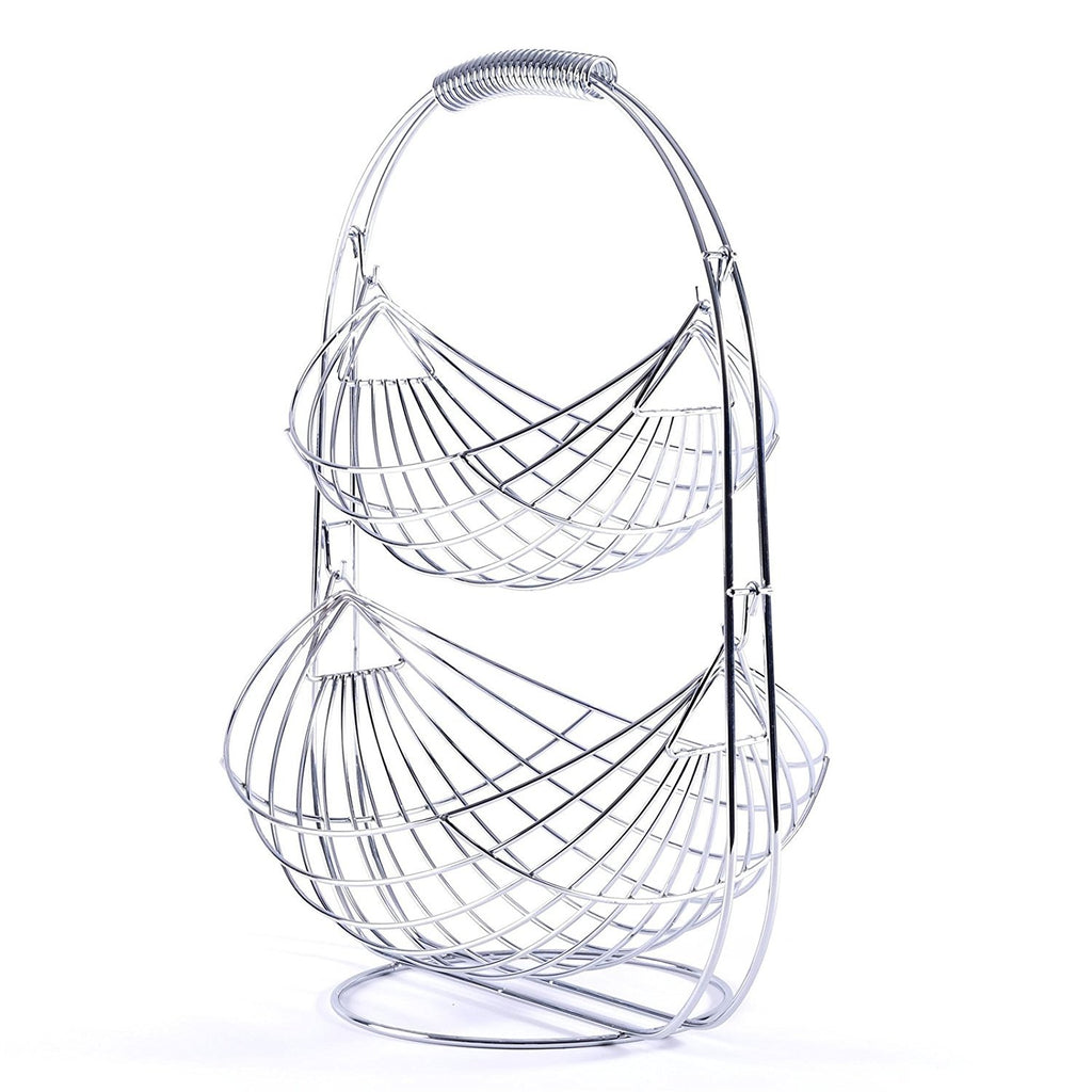 Chrome Swinging Fruit Vegetable Bowl Basket 2 & 3 Tier Rack Storage Stand Holder