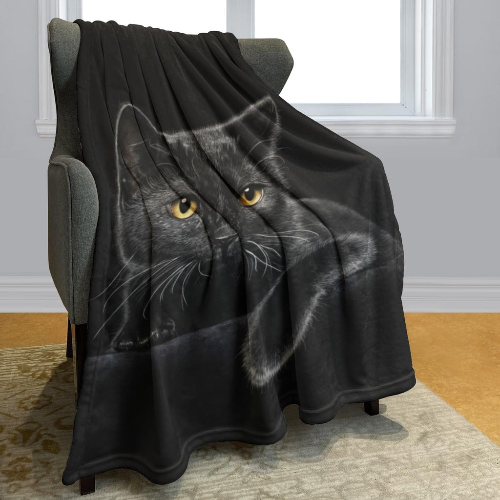 Cute Cat Print Flannel Blanket Soft gift girl nap All-Season Washable camping US