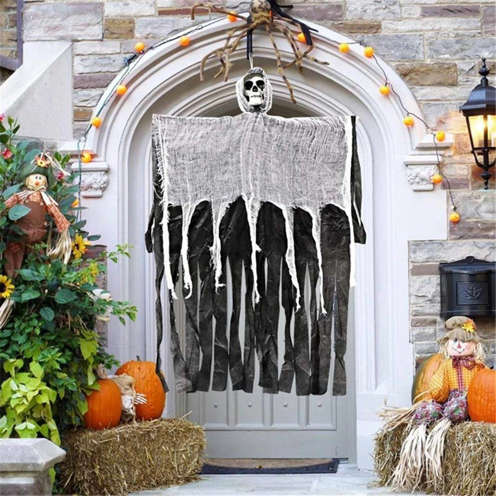Halloween Skeleton Ghost Hanging Decor Spider Web Horror Party Outdoor Prop