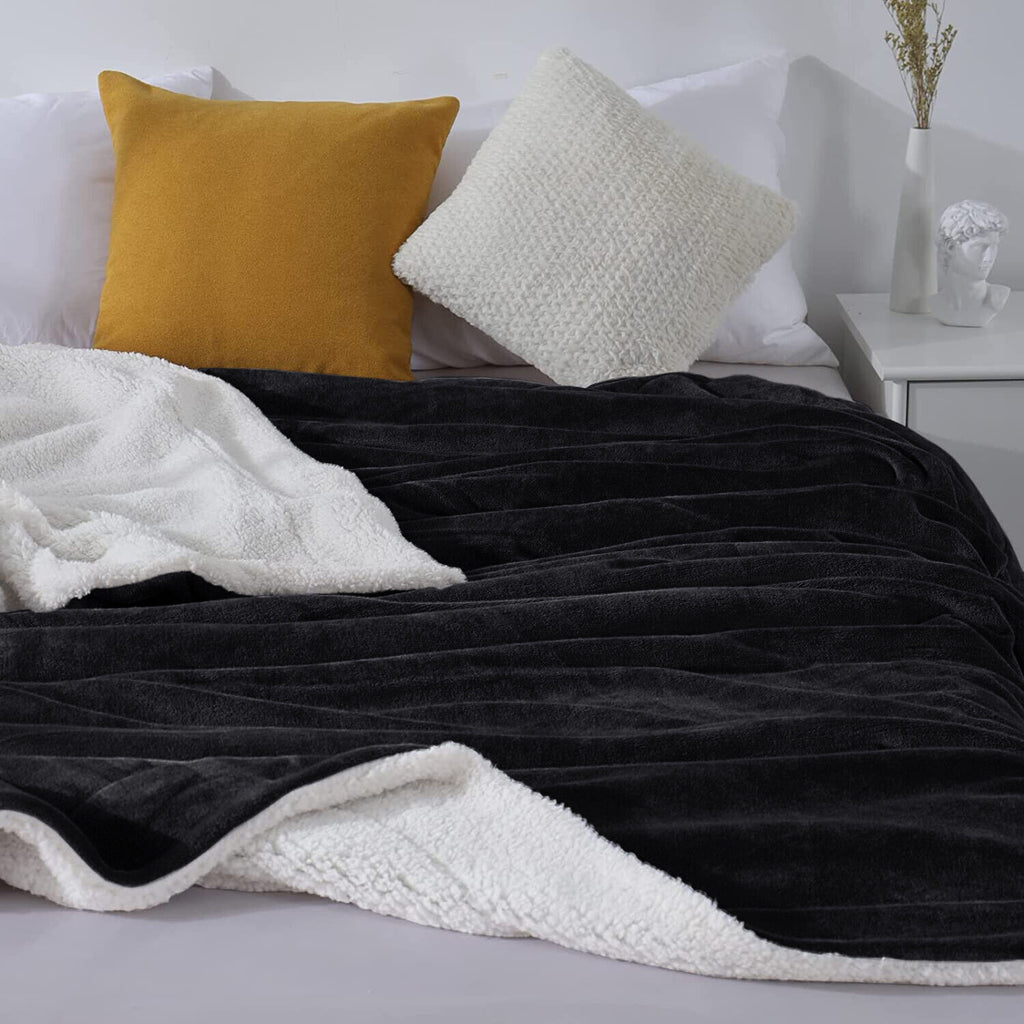 Large Sherpa Fleece Blanket 400 Gsm Super Soft Reversible Warm Sofa Bed Throws