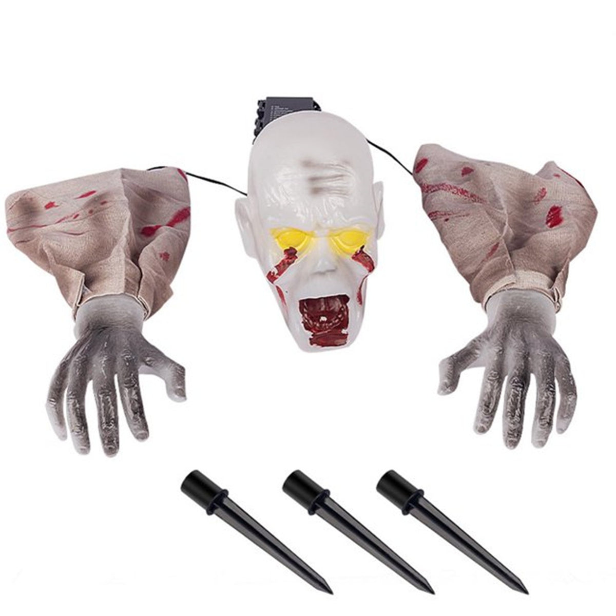 Halloween Zombie Groundbreaker Outdoor Decoration Light-up Face Arms Lawn Stakes