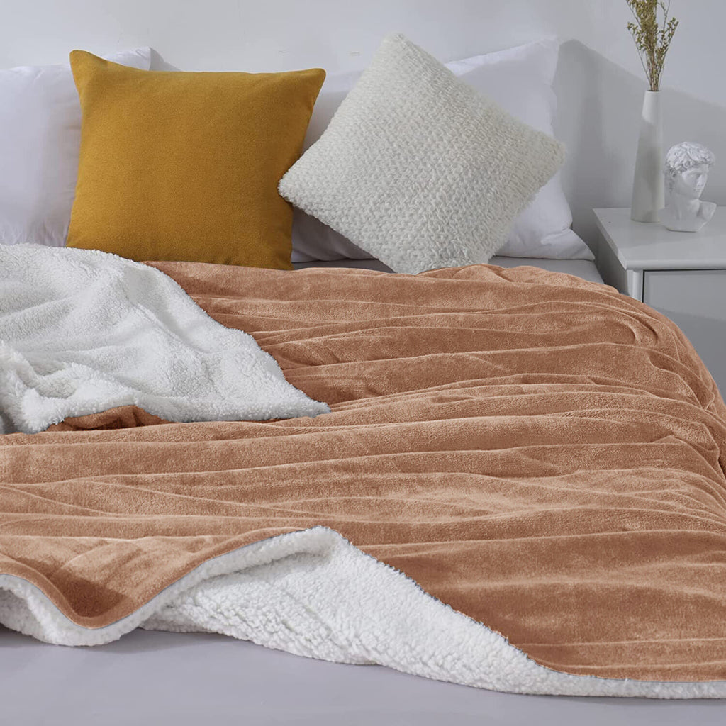 Large Sherpa Fleece Blanket 400 Gsm Super Soft Reversible Warm Sofa Bed Throws