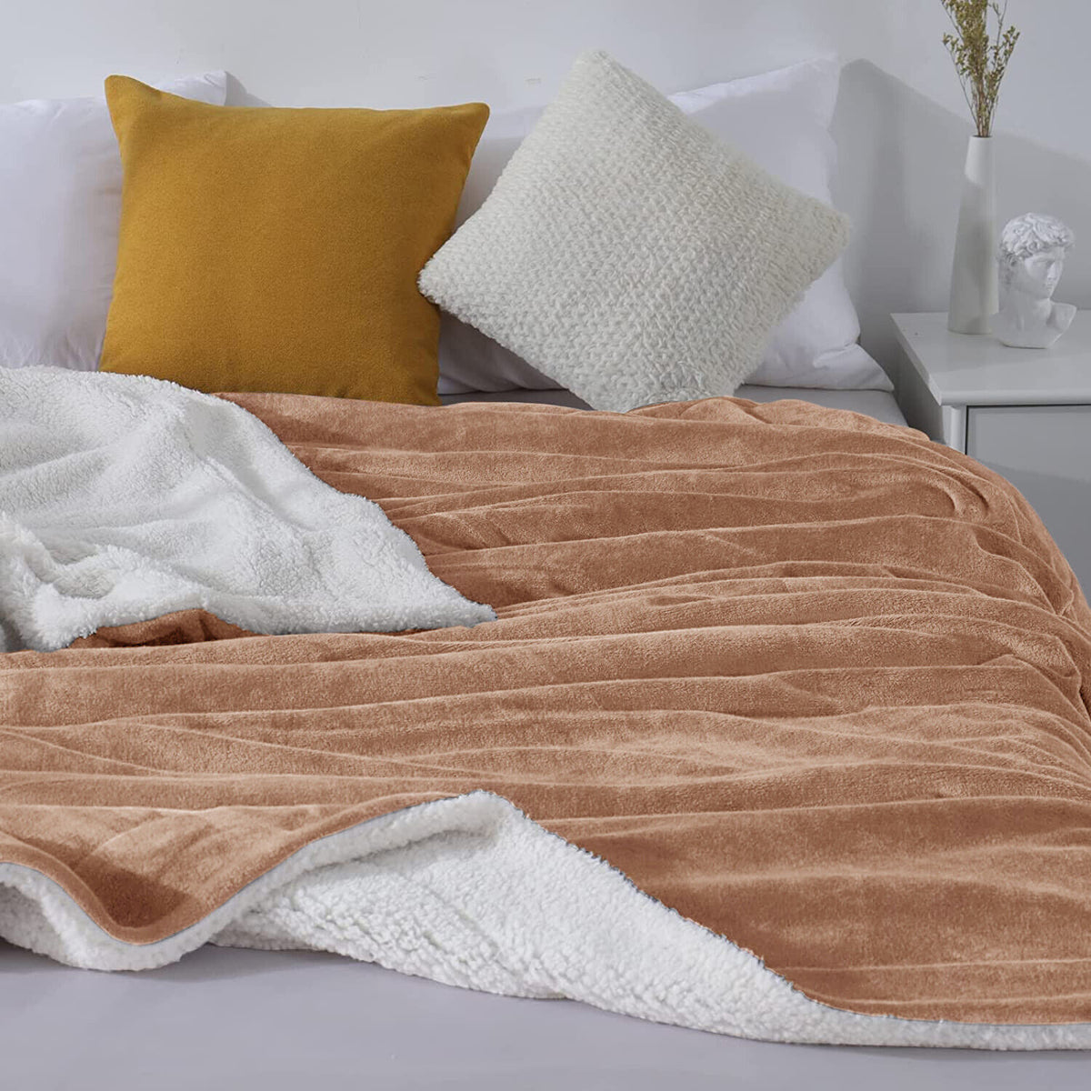 Large Sherpa Fleece Blanket 400 Gsm Super Soft Reversible Warm Sofa Bed Throws