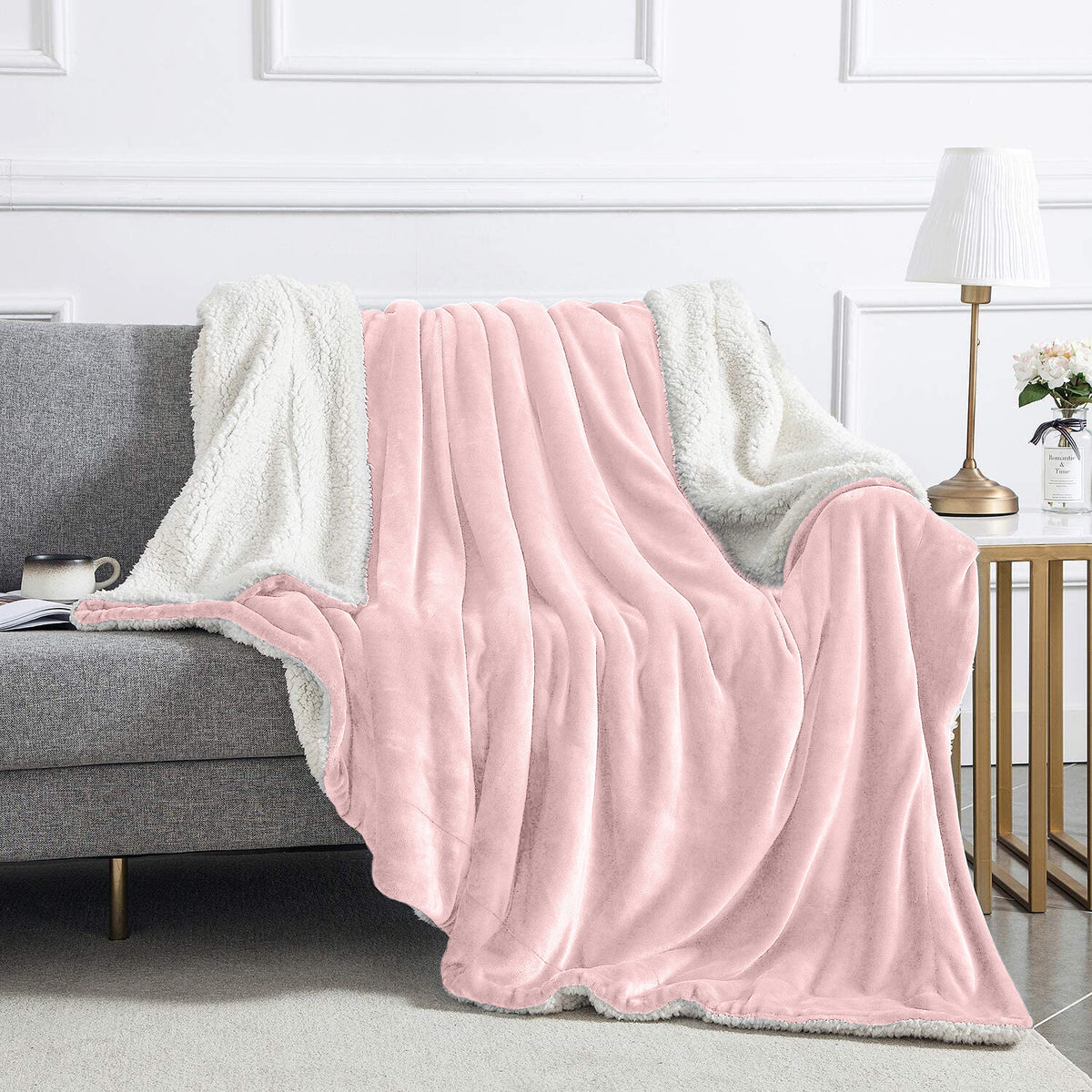 Large Sherpa Fleece Blanket 400 Gsm Super Soft Reversible Warm Sofa Bed Throws