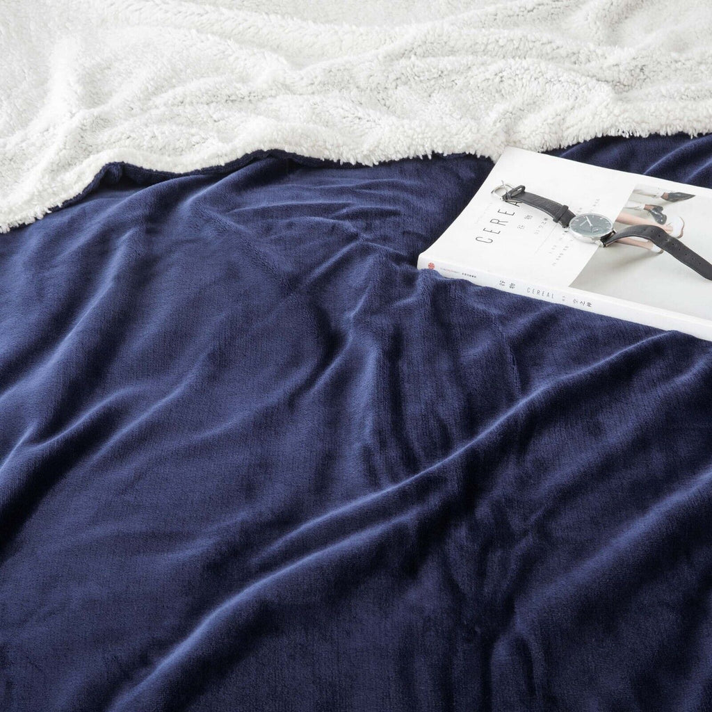 Large Sherpa Fleece Blanket 400 Gsm Super Soft Reversible Warm Sofa Bed Throws