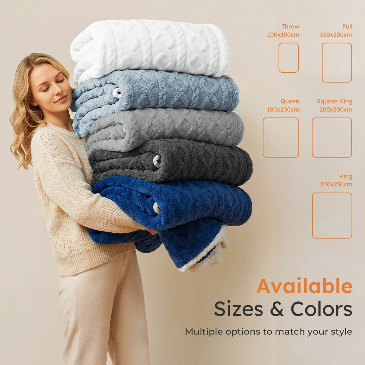 400GSM Ultra Soft Fleece Throw Blanket Twin Queen King, Cozy Bed Sofa Blanket