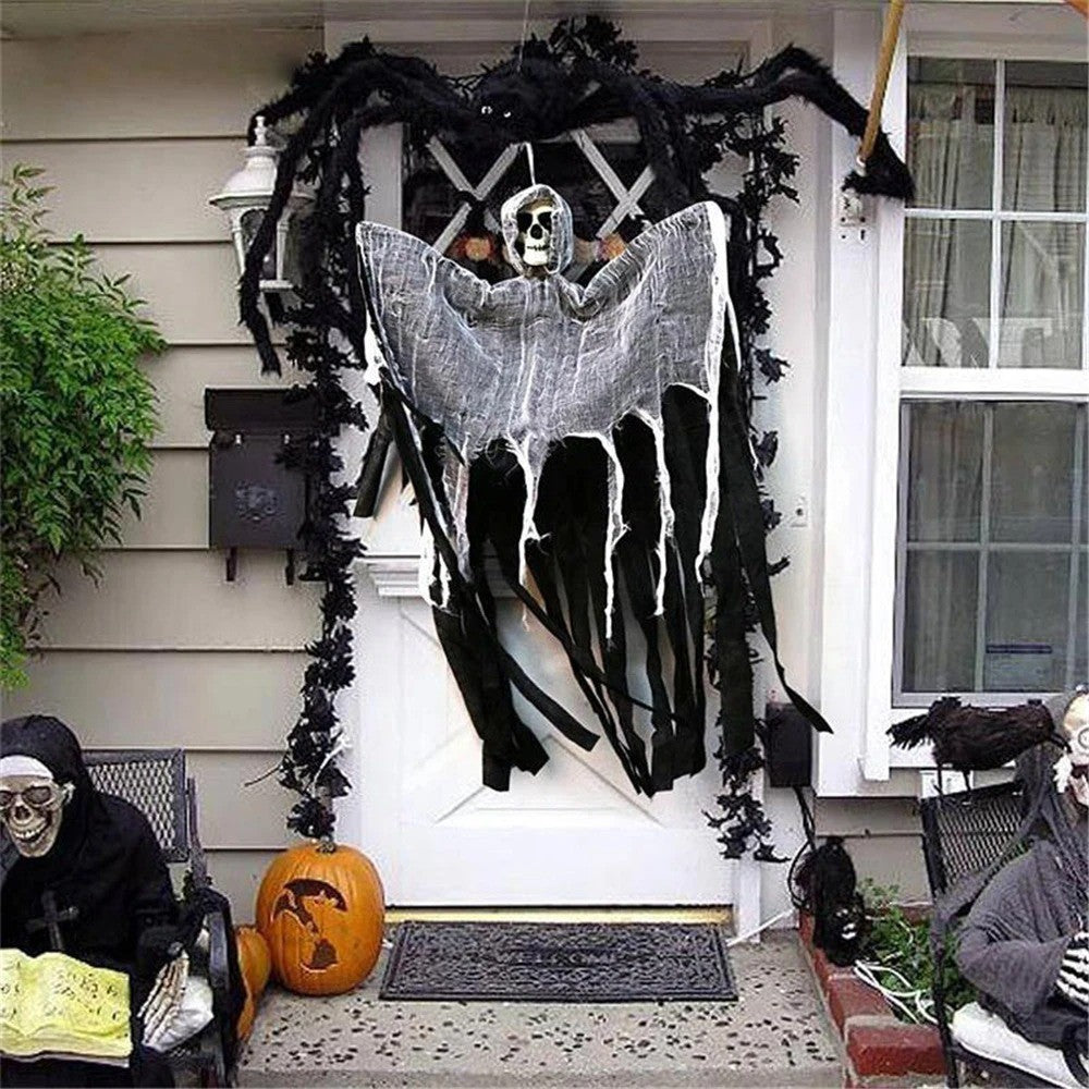 Halloween Skeleton Ghost Hanging Decor Spider Web Horror Party Outdoor Prop