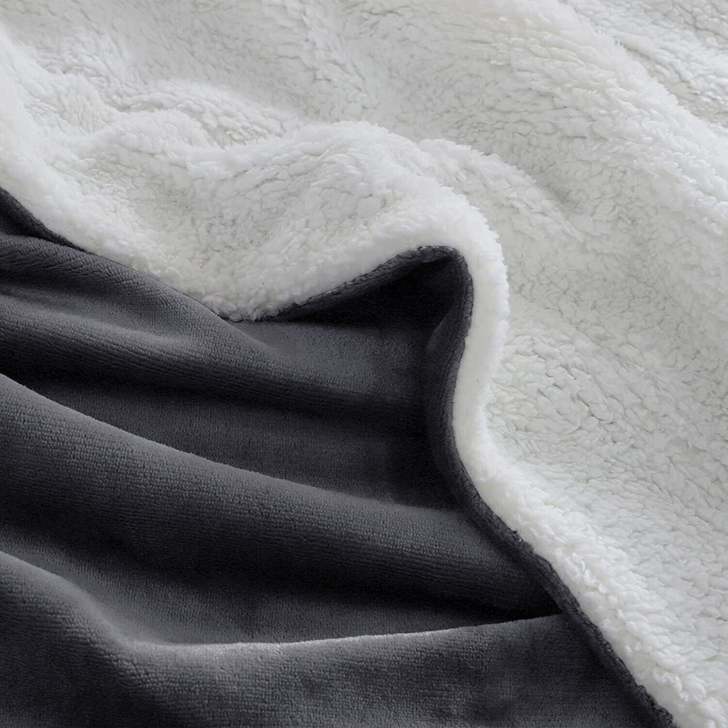 Large Sherpa Fleece Blanket 400 Gsm Super Soft Reversible Warm Sofa Bed Throws