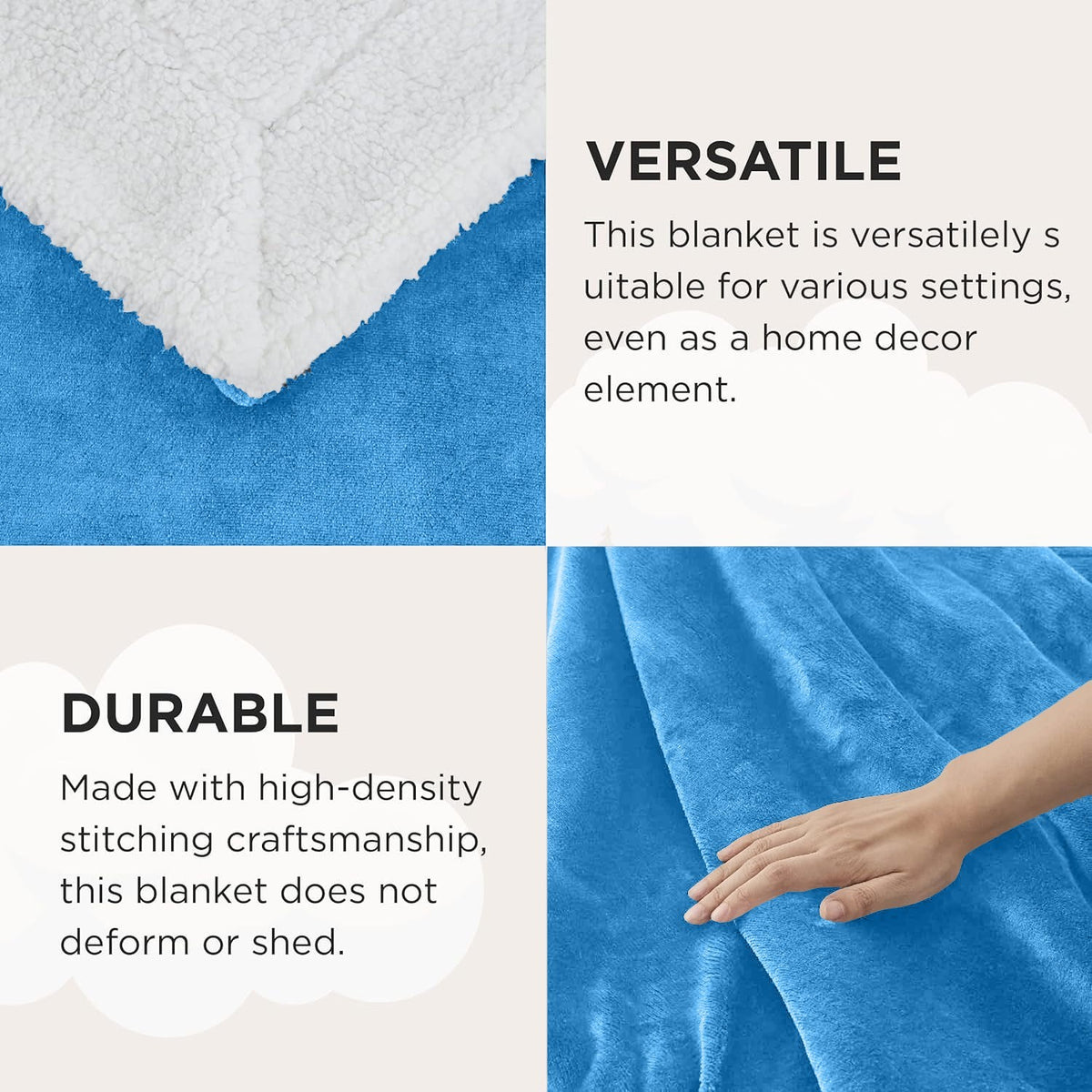 Large Sherpa Fleece Blanket 400 Gsm Super Soft Reversible Warm Sofa Bed Throws