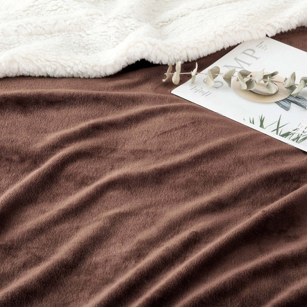 Large Sherpa Fleece Blanket 400 Gsm Super Soft Reversible Warm Sofa Bed Throws