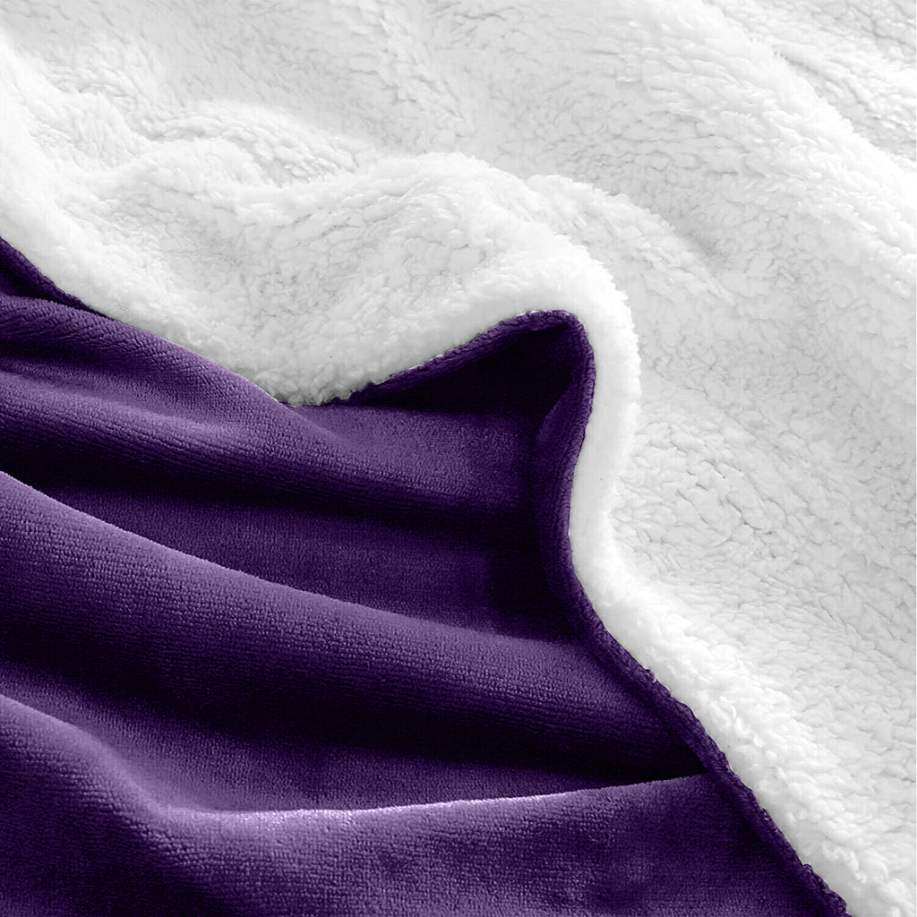 Large Sherpa Fleece Blanket 400 Gsm Super Soft Reversible Warm Sofa Bed Throws