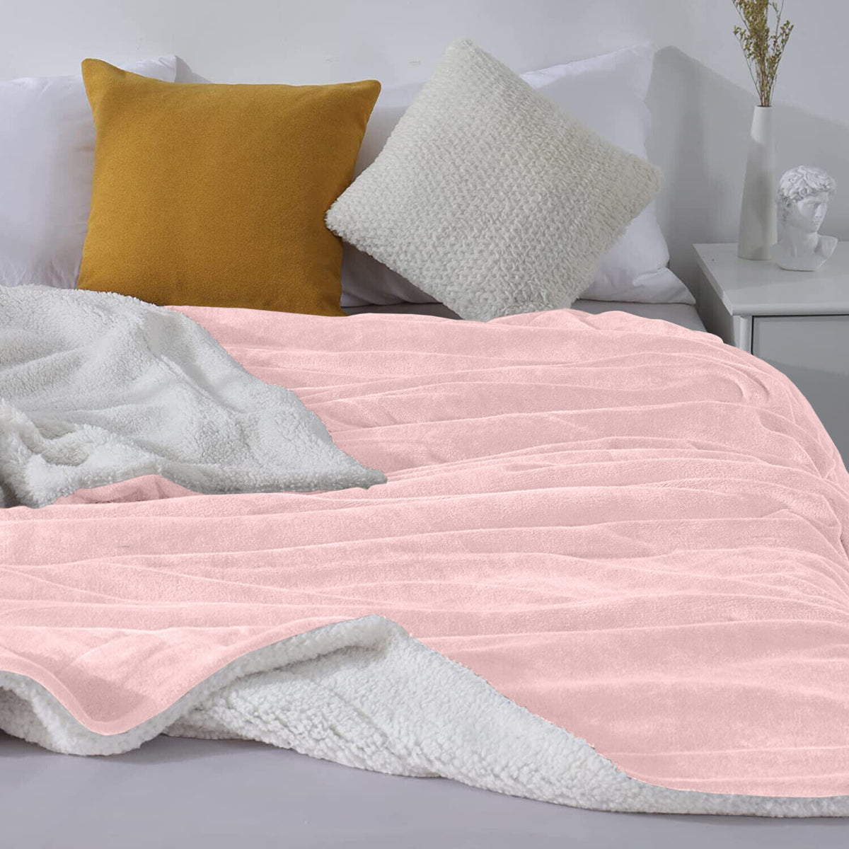 Large Sherpa Fleece Blanket 400 Gsm Super Soft Reversible Warm Sofa Bed Throws