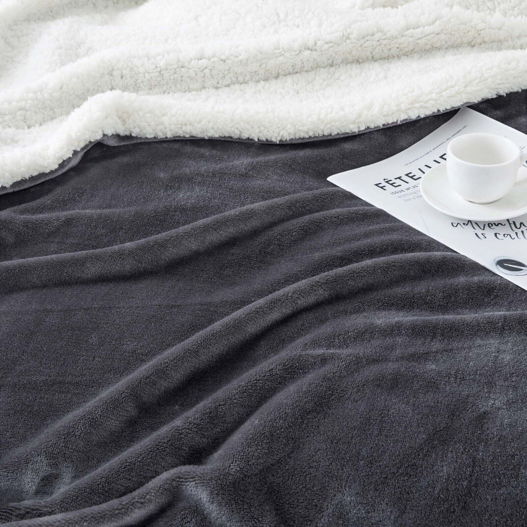 Large Sherpa Fleece Blanket 400 Gsm Super Soft Reversible Warm Sofa Bed Throws