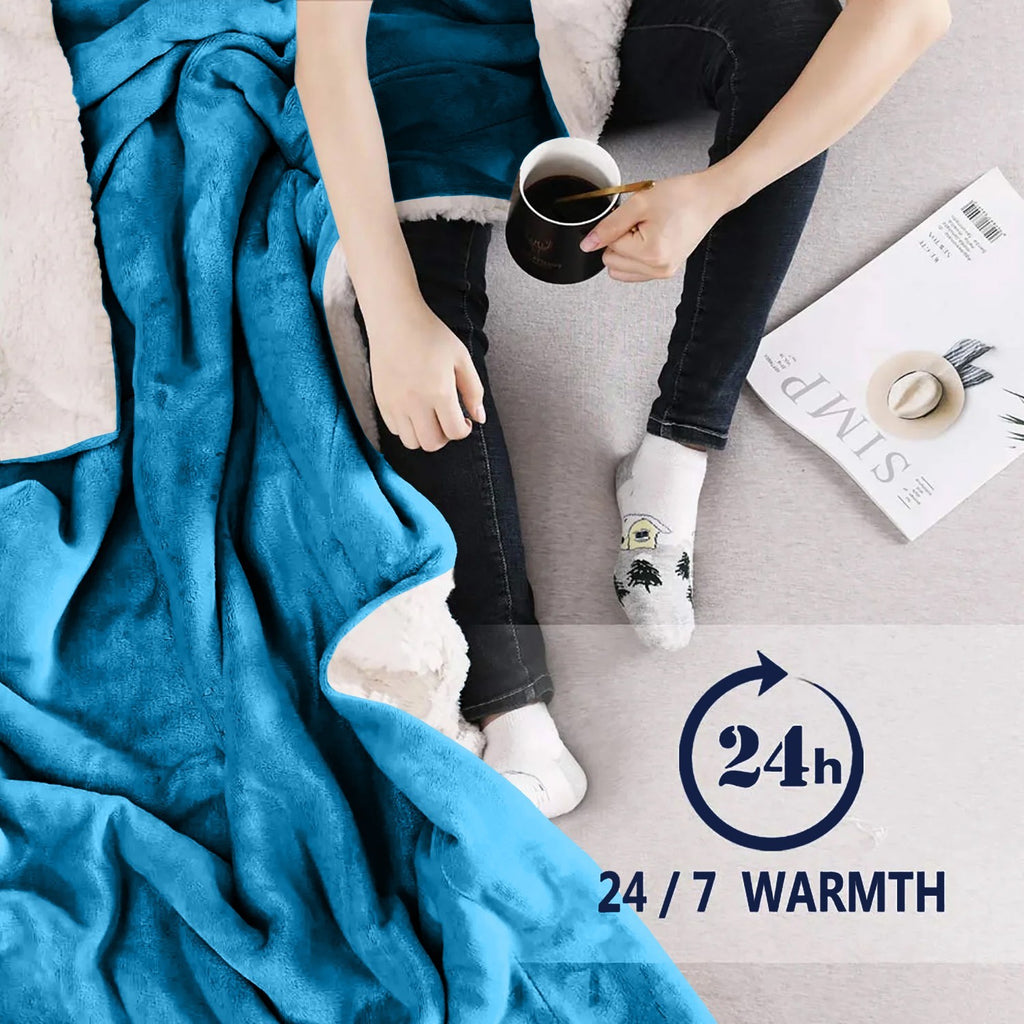 Large Sherpa Fleece Blanket 400 Gsm Super Soft Reversible Warm Sofa Bed Throws