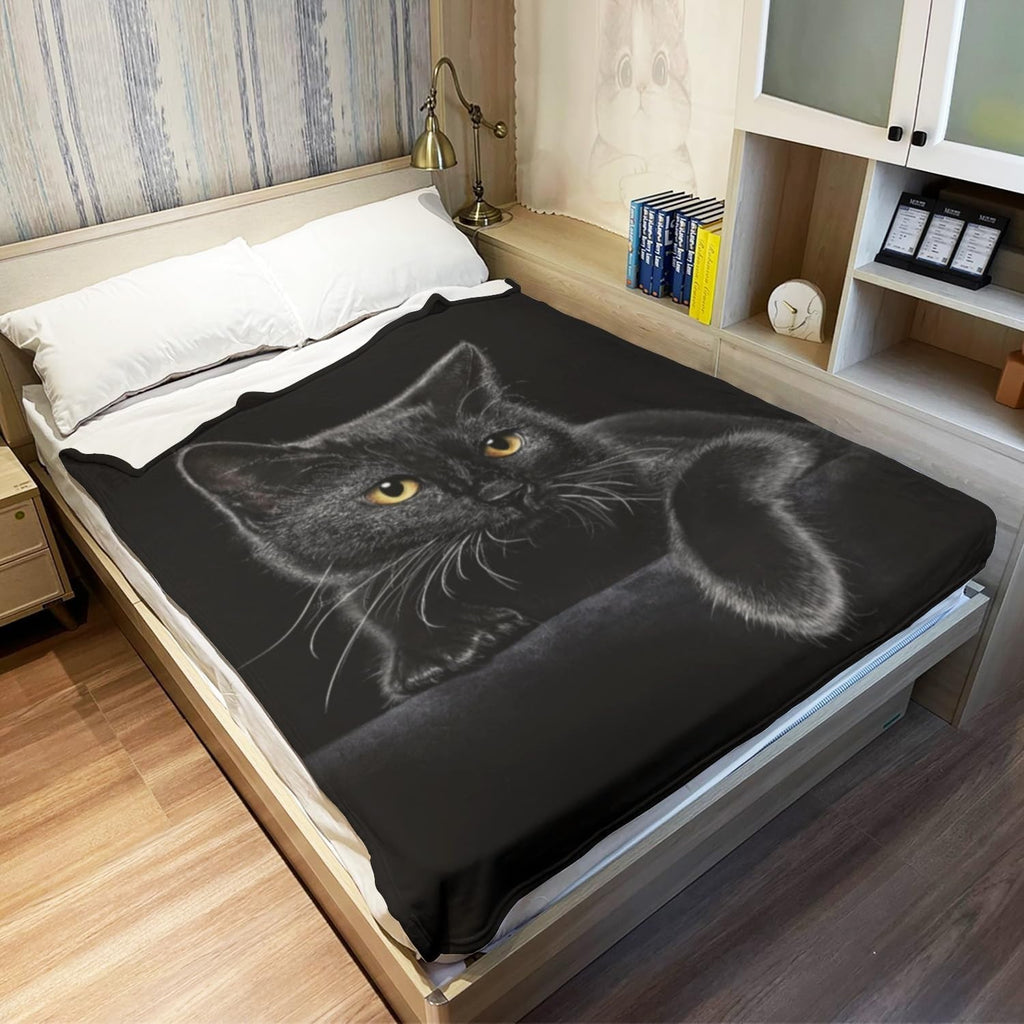 Cute Cat Print Flannel Blanket Soft gift girl nap All-Season Washable camping US