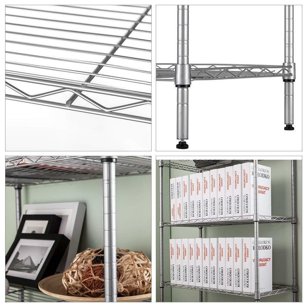 5-Tier Metal Wire Rack Free Standing Shelving Unit Adjustable Heavy Duty Storage