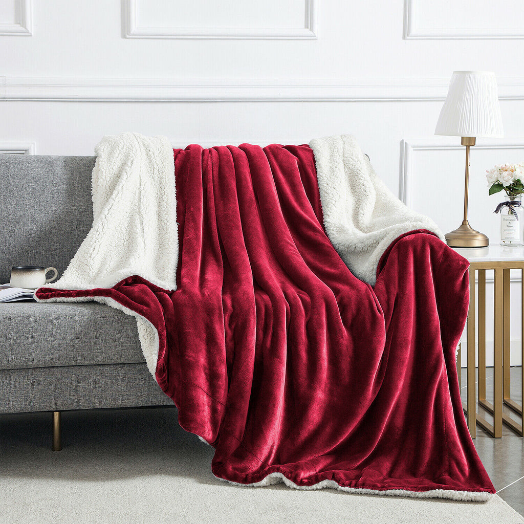 Large Sherpa Fleece Blanket 400 Gsm Super Soft Reversible Warm Sofa Bed Throws