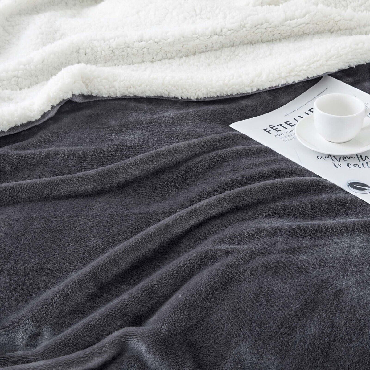 Large Sherpa Fleece Blanket 400 Gsm Super Soft Reversible Warm Sofa Bed Throws