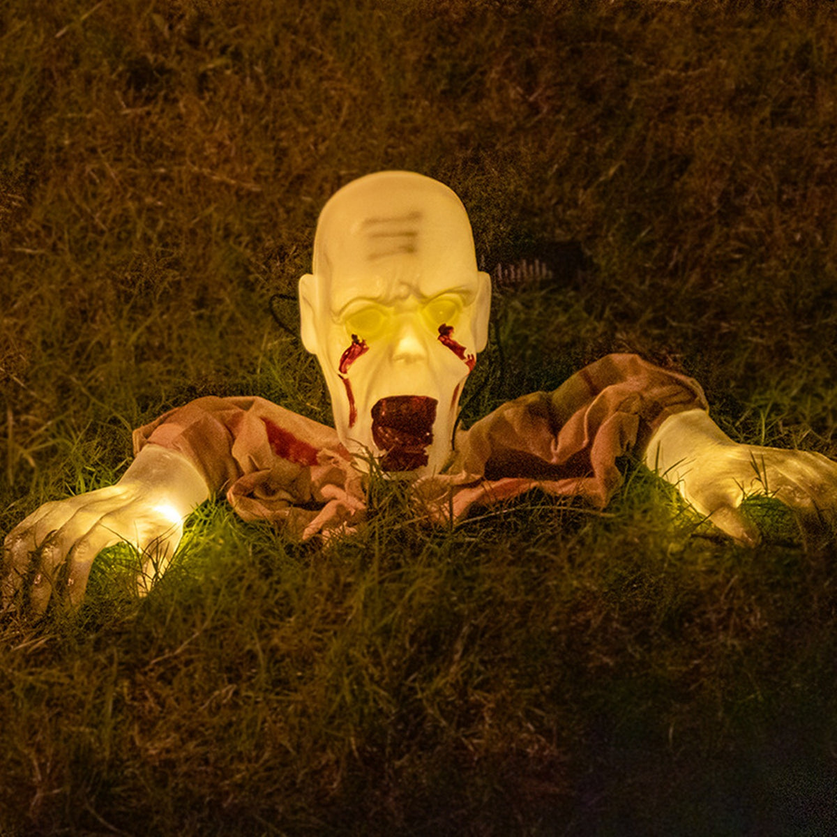 Halloween Zombie Groundbreaker Outdoor Decoration Light-up Face Arms Lawn Stakes